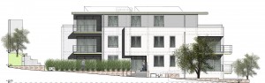 Aussenanlagen eines Mehrfamilienwohnhauses